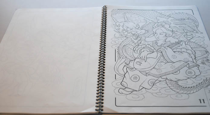 DRAGON TATTOO FLASH JAPANESE STYLE ART SKETCH BOOK .  