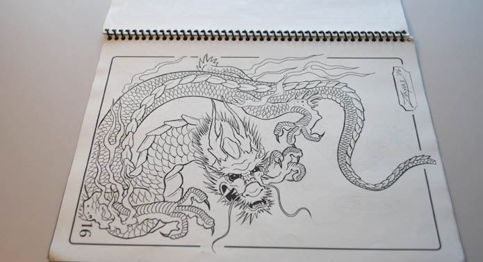 DRAGON TATTOO FLASH JAPANESE STYLE ART SKETCH BOOK .  